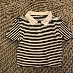 striped e-girl shirt with collar.